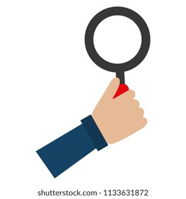 hand human with magnifying glass isolated icon