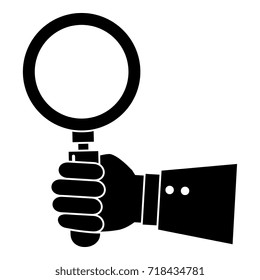 hand human with magnifying glass isolated icon