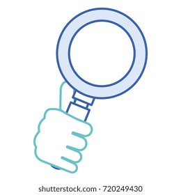 hand human with magnifying glass isolated icon