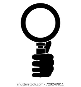 hand human with magnifying glass isolated icon
