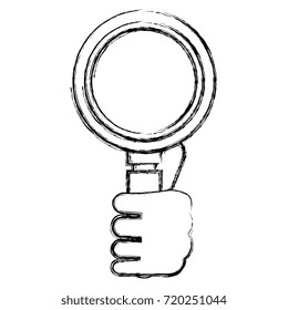 hand human with magnifying glass isolated icon