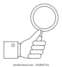 hand human with magnifying glass isolated icon