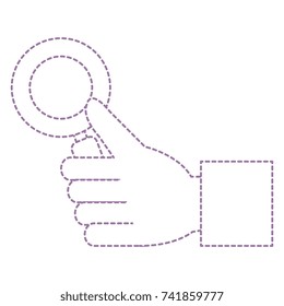 hand human with magnifying glass isolated icon
