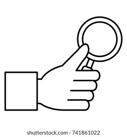 hand human with magnifying glass isolated icon
