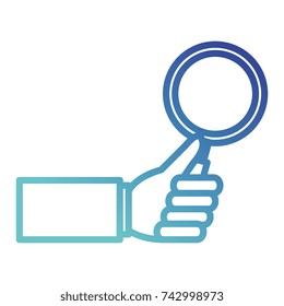 hand human with magnifying glass isolated icon