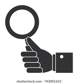 hand human with magnifying glass isolated icon