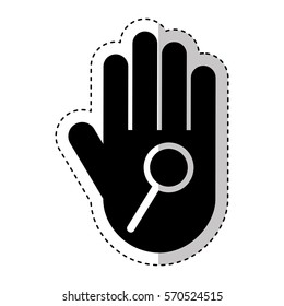 Hand Human With Magnifying Glass Silhouette Icon Vector Illustration Design