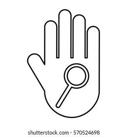 Hand Human With Magnifying Glass Silhouette Icon Vector Illustration Design