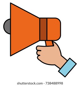 hand human with megaphone sound isolated icon