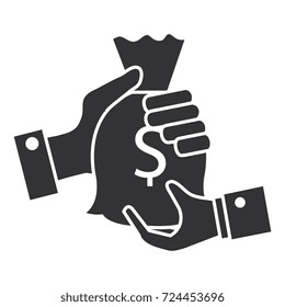 hand human with money bag isolated icon