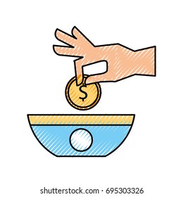hand human with money and dish