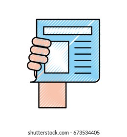 hand human with newspaper journal isolated icon