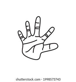 Ilustración del icono del vector de palma humana o mano.