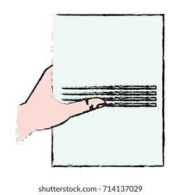 hand human with paper document isolated icon