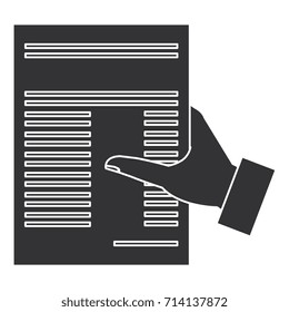 hand human with paper document isolated icon