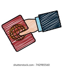 hand human with passport document