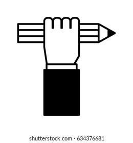 hand human with pencil school isolated icon
