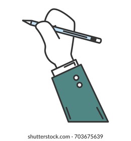 hand human with pencil write isolated icon