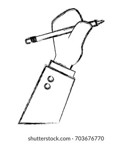hand human with pencil write isolated icon