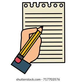 hand human with pencil writing isolated icon