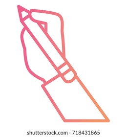 hand human with pencil writing isolated icon