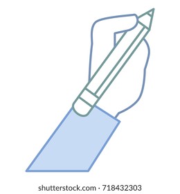 hand human with pencil writing isolated icon