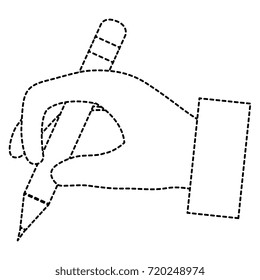 hand human with pencil writing isolated icon