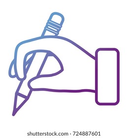 hand human with pencil writing isolated icon