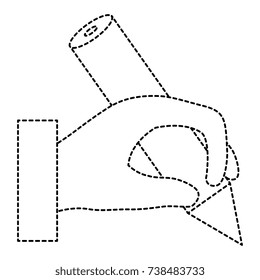 hand human with pencil writing isolated icon
