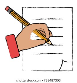 hand human with pencil writing isolated icon