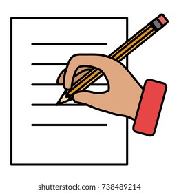 hand human with pencil writing isolated icon