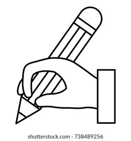 hand human with pencil writing isolated icon