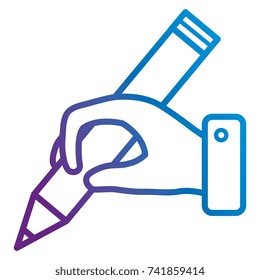 hand human with pencil writing isolated icon