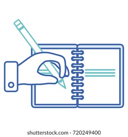 hand human with pencil writing in notebook