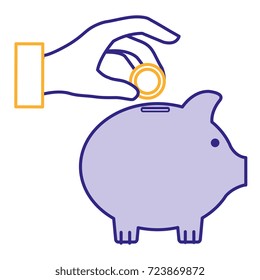 hand human with piggy savings isolated icon