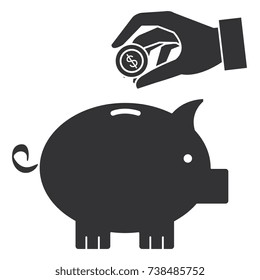 hand human with piggy savings isolated icon