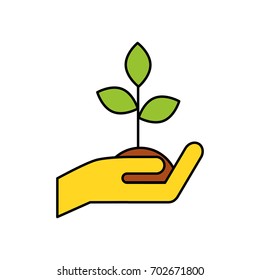 hand human with plant