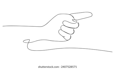 Hand human with Pointing finger, continuous one line drawing. Vector illustration