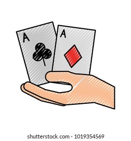hand human with poker cards