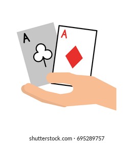 hand human with poker cards