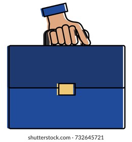 hand human with portfolio briefcase isolated icon