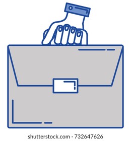 hand human with portfolio briefcase isolated icon