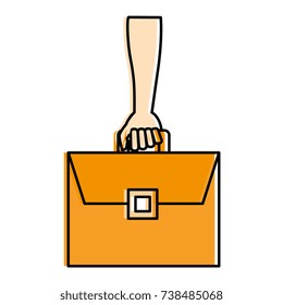 hand human with portfolio briefcase isolated icon