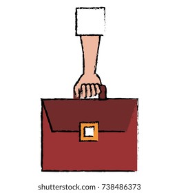 hand human with portfolio briefcase isolated icon