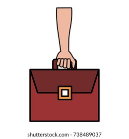 hand human with portfolio briefcase isolated icon