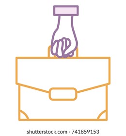 hand human with portfolio briefcase isolated icon