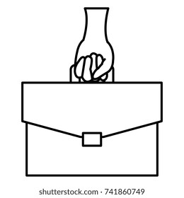 hand human with portfolio briefcase isolated icon