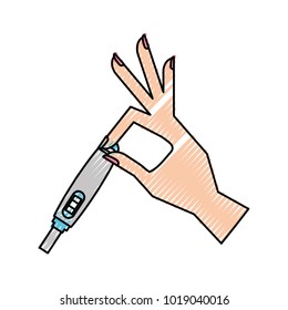 hand human with pregnancy test isolated icon