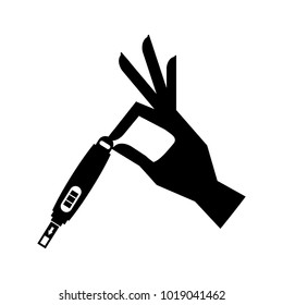 hand human with pregnancy test isolated icon