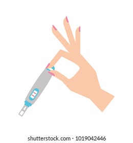 hand human with pregnancy test isolated icon